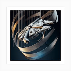 The Millennium Falcon Takes Flight: A Ballet of Metal and Starlight Art Print