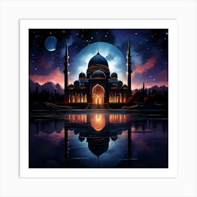 Islamic Mosque At Night 10 Art Print