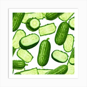 Cucumbers On A White Background 6 Art Print