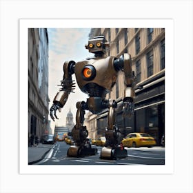 Robot In The City 100 Art Print