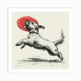 Dog Catching Frisbee 1 Art Print