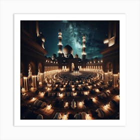 Islamic Mosque At Night 4 Art Print