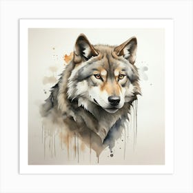 Default Create A Simple Watercolor Of A Wolf Using Neutral And 2 Art Print