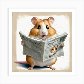 Hamster Reading Newspaper 3 Art Print