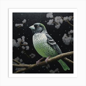 Ohara Koson Inspired Bird Painting Finch 2 Square Art Print