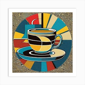 Colored plate coffee cup Art Print