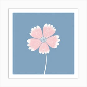 A White And Pink Flower In Minimalist Style Square Composition 8 Art Print