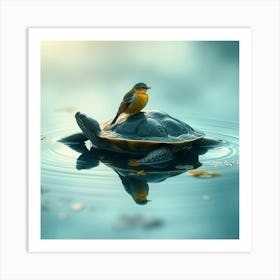 Bird On A Turtle Art Print