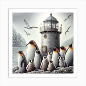 Colony of penguins 2 Art Print