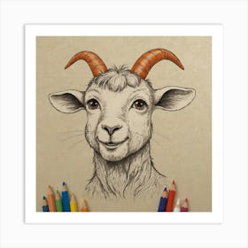 Goat Drawing 14 Art Print