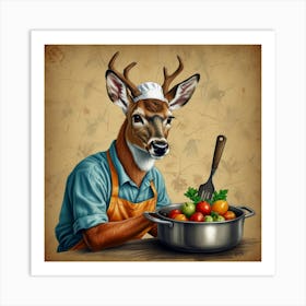 Chef Deer Art Print