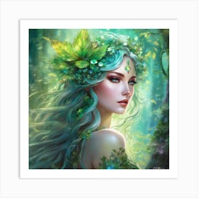 Fairy Girl In The Forest Art Print