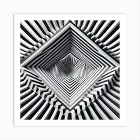 Abstract Black And White Geometric Pattern 1 Art Print