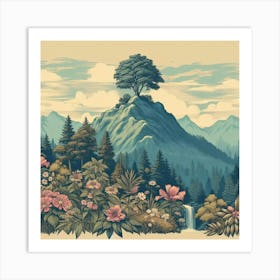 One Tree On The Top Of The Mountain Towering 9 Art Print