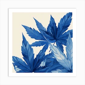 Blue Cannabis Leaves Art Print