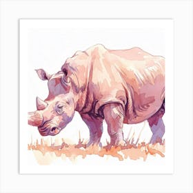 Rhino Watercolor Painting Art Print