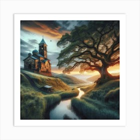 Old Church On A Hill Art Print