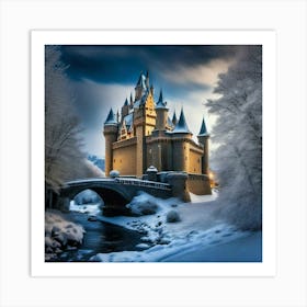 Castle on blue snow Art Print