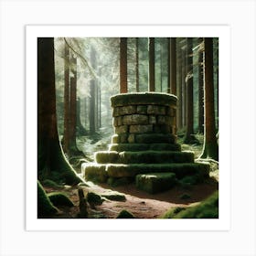 Mossy Stone In The Forest Art Print