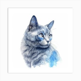 Belarusian Blue Cat Portrait 3 Art Print