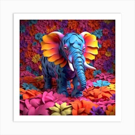 Elephant In Flowers 1 Art Print