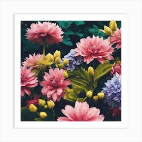 Flowers In The Garden Art Print