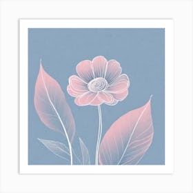 A White And Pink Flower In Minimalist Style Square Composition 690 Art Print