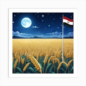 Wheat Field At Night Art Print