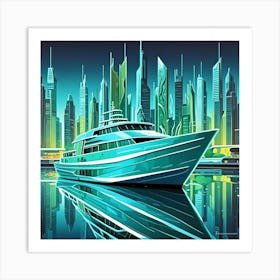 Futuristic Ocean Going Vessel Cubism Style Art Print