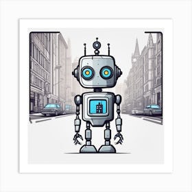 Robot On The Street 41 Art Print