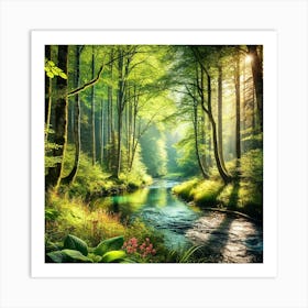 River In The Forest Art Print