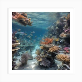 The underwater world is a mesmerizing tapestry of vibrant colors, optimistic painting Art Print