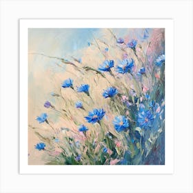 Impressionist Cornflowers # 2 Art Print