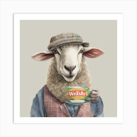 Watercolour Welsh Sheep Carys Art Print