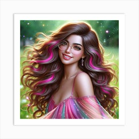 Girl With Long Hair 11 Art Print