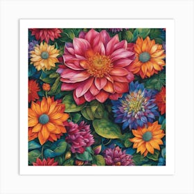 Dahlias Art Print