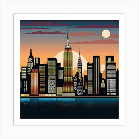 New York City Skyline 5 vector art Art Print