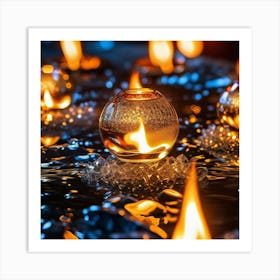 Candle Lights In The Water Art Print