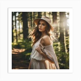 Beautiful Woman In The Forest 4 Art Print