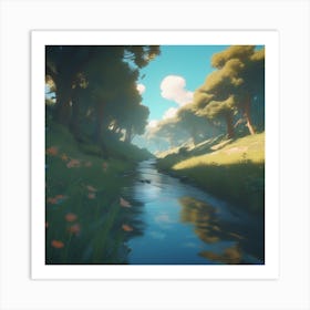 Stream In The Woods 43 Art Print