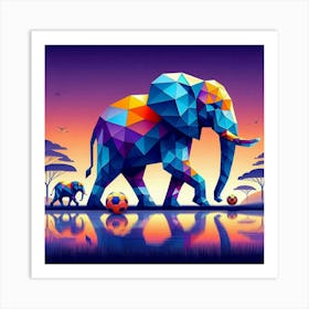 The Playful Pair Elephants Art Print