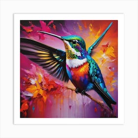 Multicolor Abstract Hummingbird Art 1 Art Print