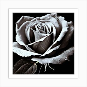 White Rose, Black And White, Lighting 1 Art Print