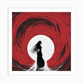 Girl In A Red Dress Art Print