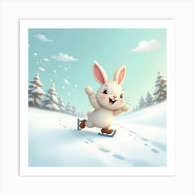 Flux Dev A Joyful Rabbit With Soft Fluffy White Fur And Bright 3 Art Print