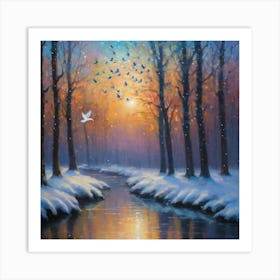 Woodland snow Art Print