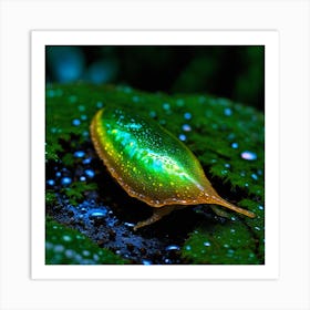 Mutant Humanoide Half Slug Tranlucide Glow Half Alien Macro Mini Bioluminesent In Dunts Jungle 3 Art Print