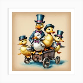 Ducks In A Carriage 4 Art Print