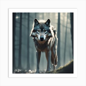 Wolf In The Woods 42 Art Print