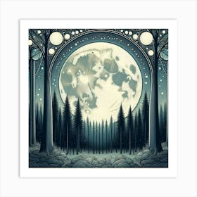 Full Moon In The Forest 3 Art Print